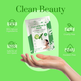 Clear Beauty mask beside hand for scale, easy single-use convenience