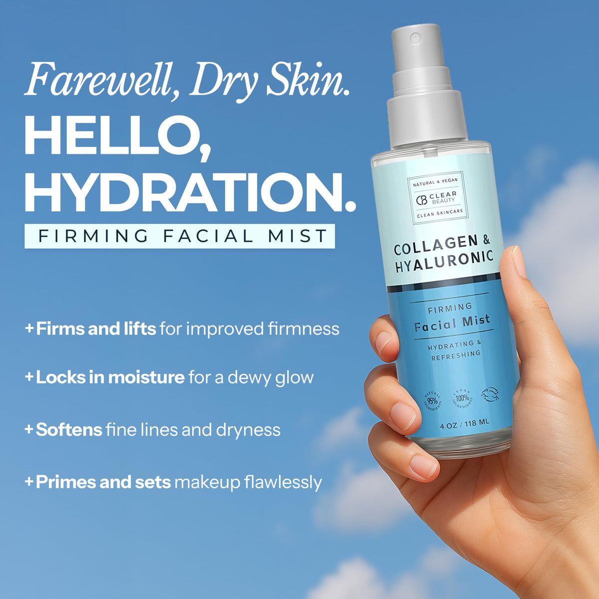 Clear Beauty texture droplet on hand demonstrating quick absorbency