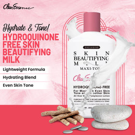 Clear Essence pump dispensing milk lotion demonstrating smooth controlled application