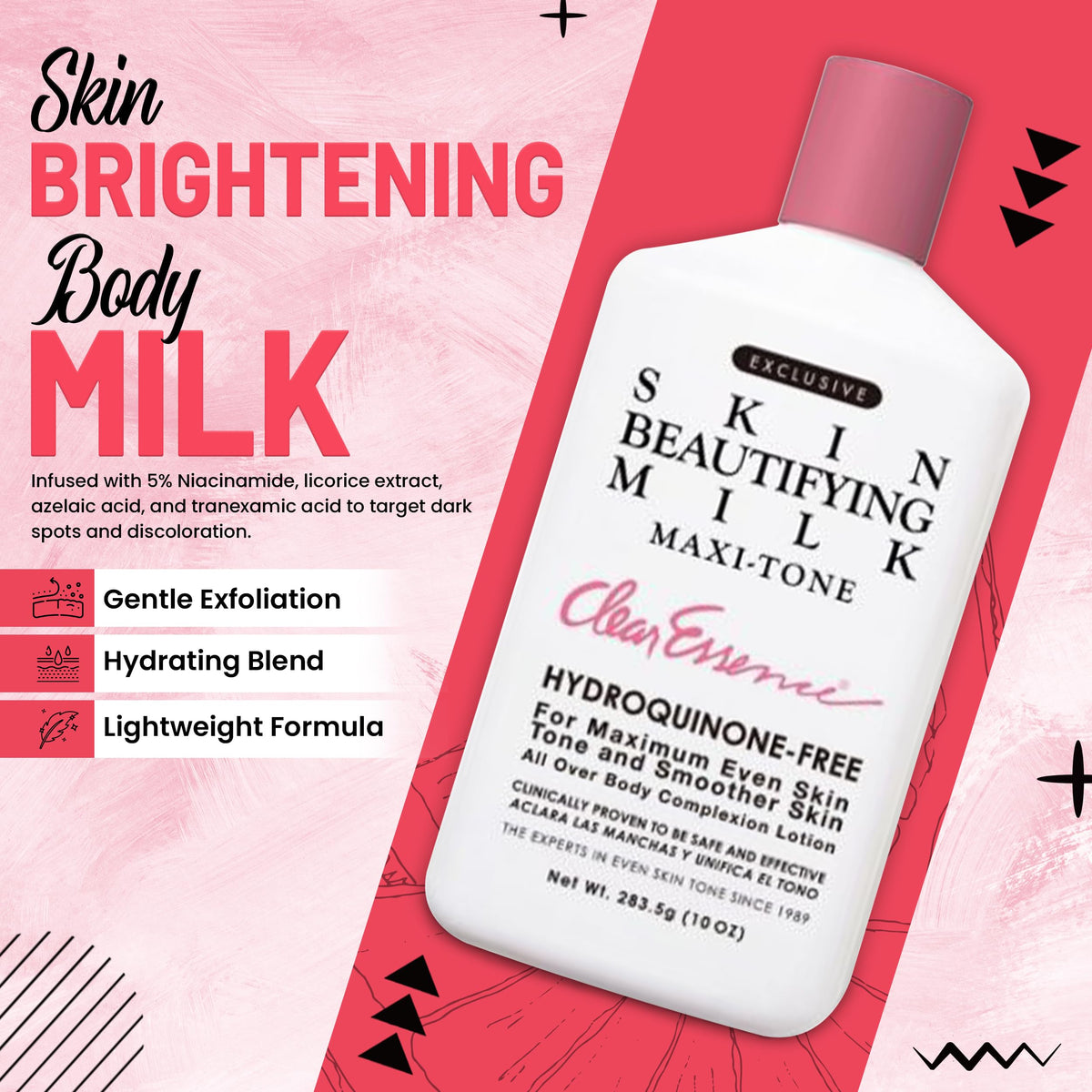 Clear Essence texture close-up of lotion showing lightweight, fast-absorbing formula