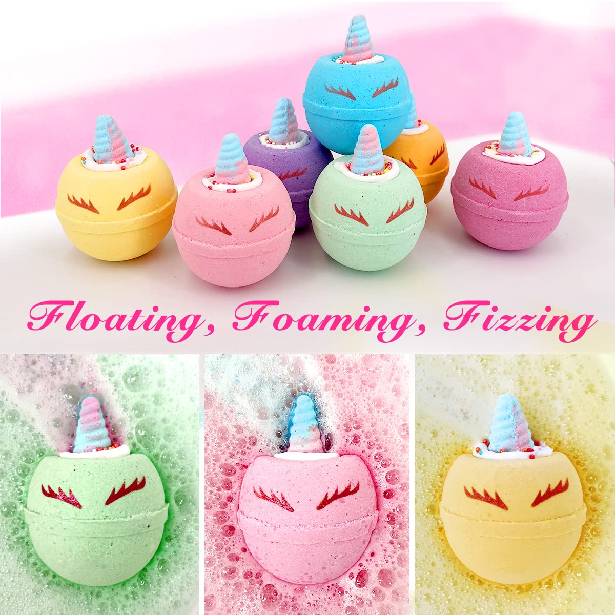 Clear and Fresh bath bomb fizzing in tub with foam and color for engaging bath play