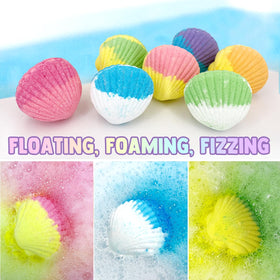 Clear&Fresh bath bomb dissolving in tub, colorful fizz entertains and calms