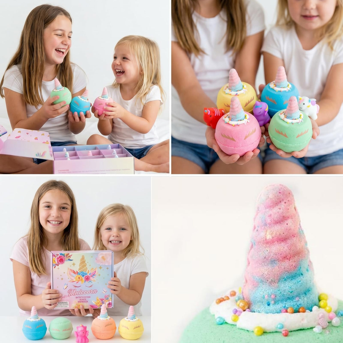 Clear and Fresh nine large bath bombs lined up showing size and scent variety