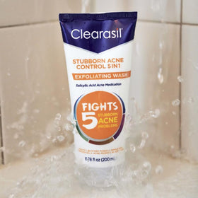Clearasil before and after skin sample illustrating clearer-looking skin results