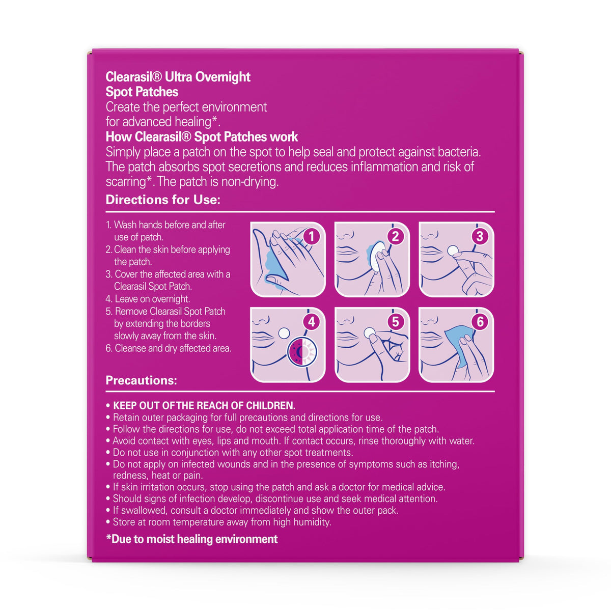 Clearasil patch texture on fingertip showing adhesive edge and gentle comfort