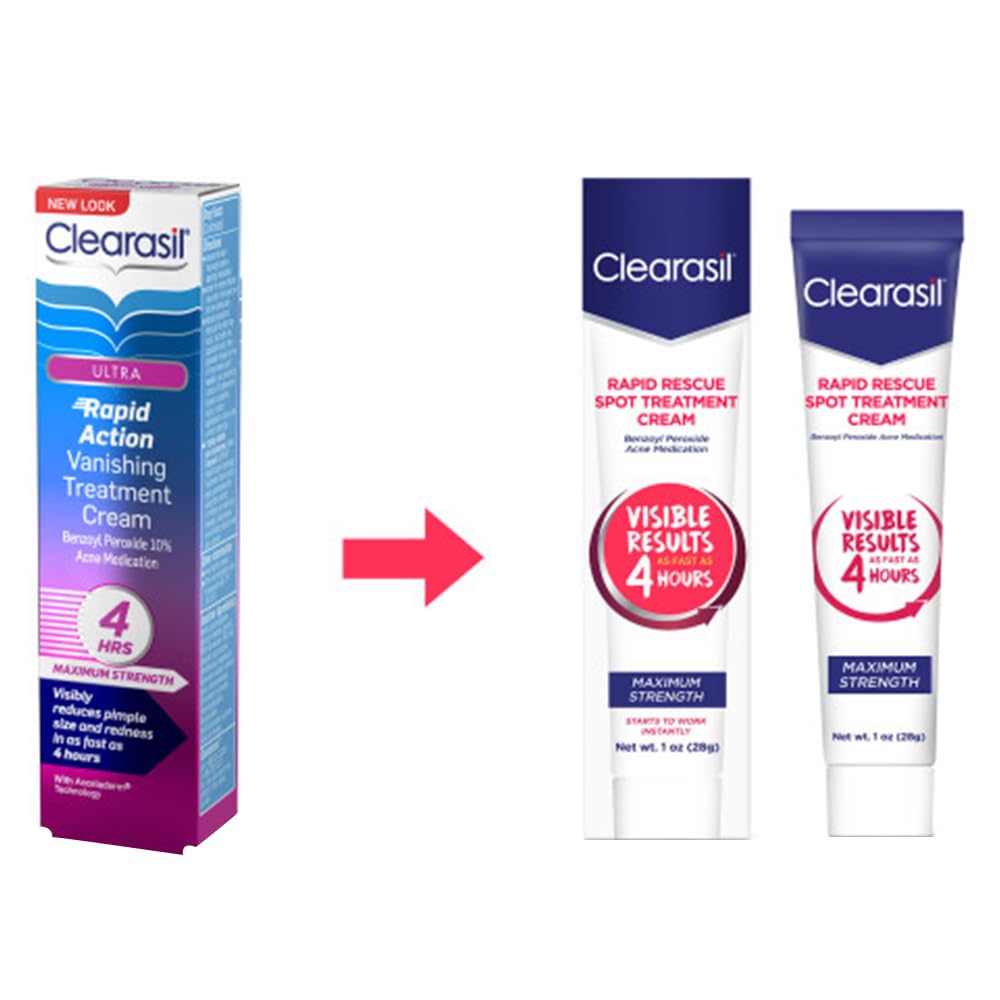 Before and after skin shots with Clearasil showing reduced spot appearance