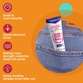 Clearasil tube in hand size comparison demonstrating compact travel convenience