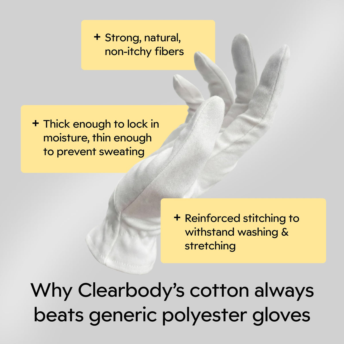 Clearbody Organics gloves with lotion being applied showing how to layer moisturizer