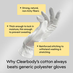 Clearbody Organics gloves with lotion being applied showing how to layer moisturizer