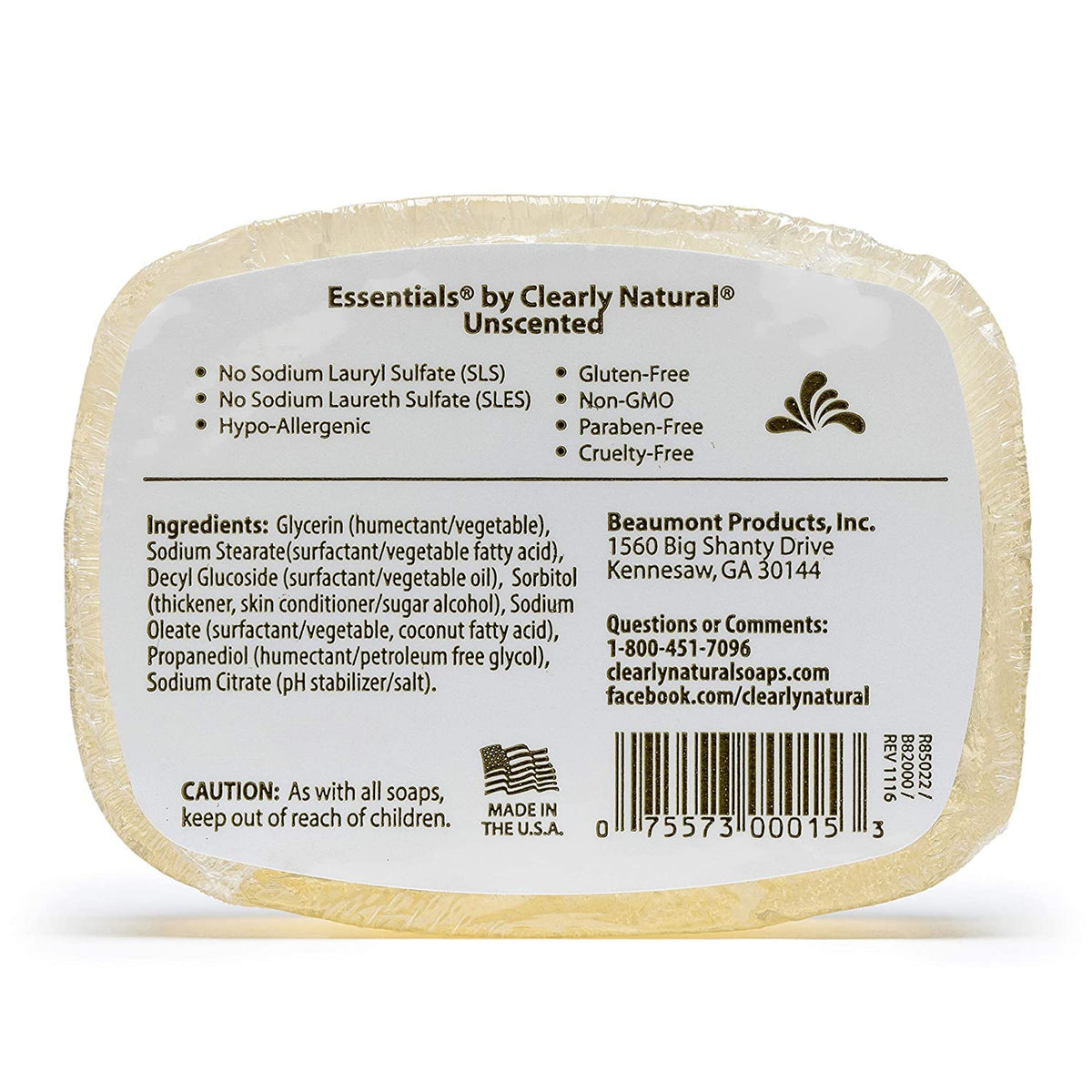 Clearly Natural glycerin bar texture close-up highlighting gentle hydration