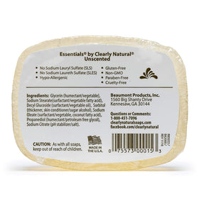 Clearly Natural glycerin bar texture close-up highlighting gentle hydration