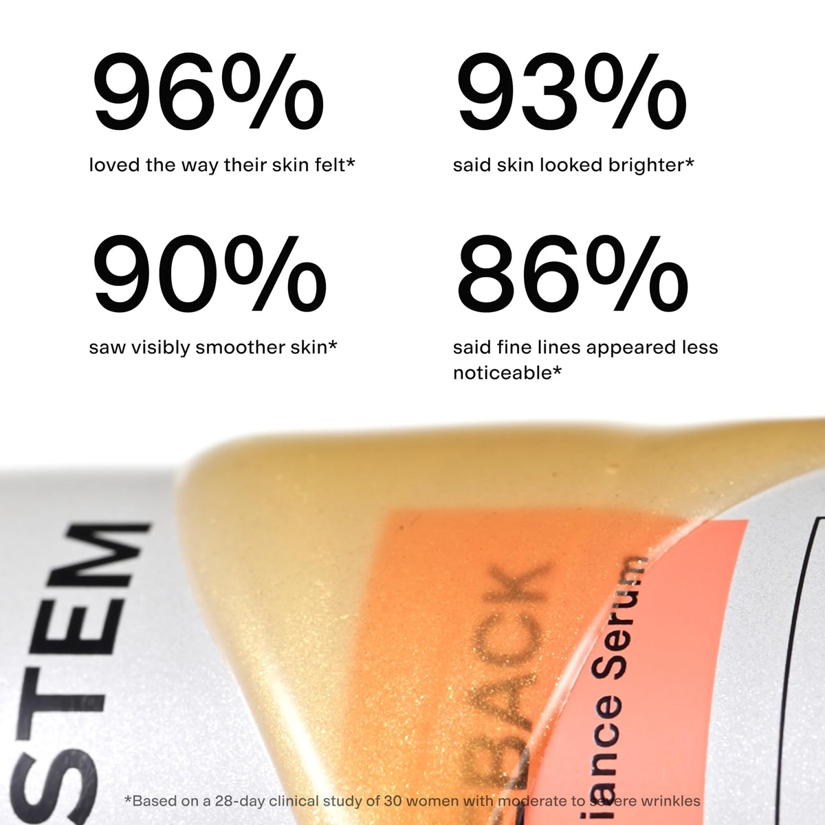 CLEARSTEM application on cheek illustrating smooth spread and immediate layering benefit