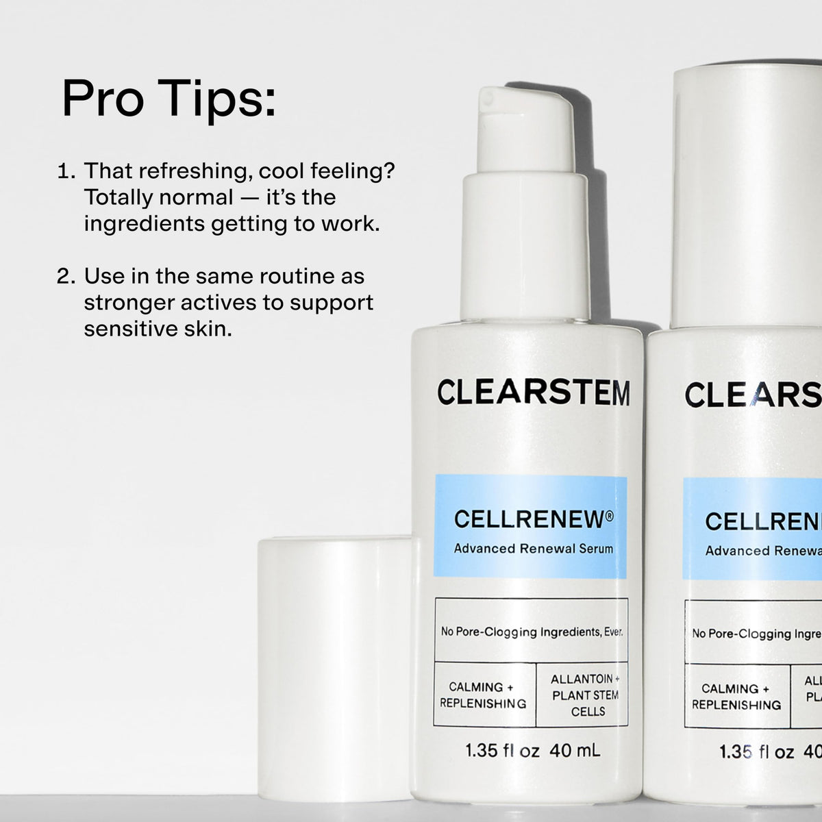 CLEARSTEM before and after scale comparison suggesting improved texture over time