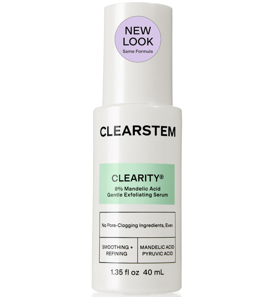 CLEARSTEM front bottle shot showing sleek packaging and clear serum benefit