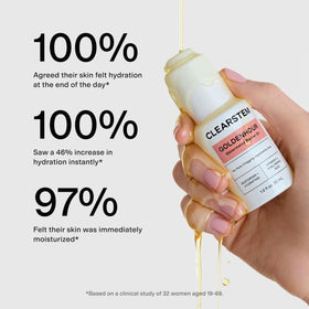 CLEARSTEM oil on hand illustrating quick absorption and smooth feel