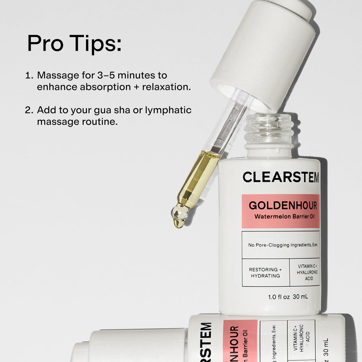 CLEARSTEM bottle next to coin for scale to show compact travel size