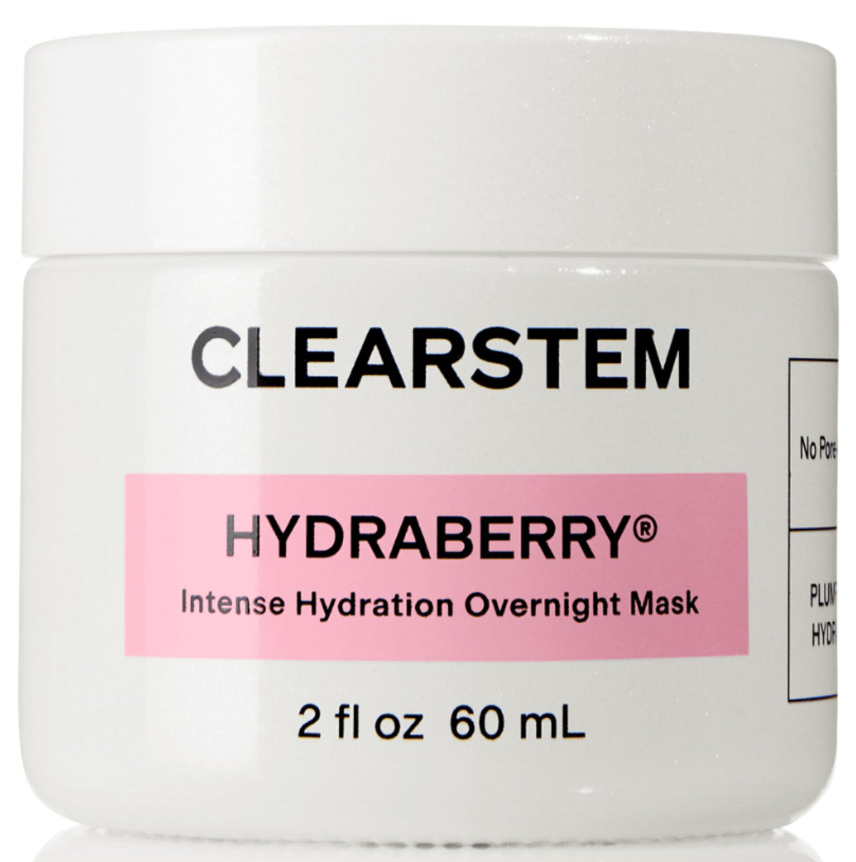 CLEARSTEM jar front view showing packaging and nightly hydration benefit