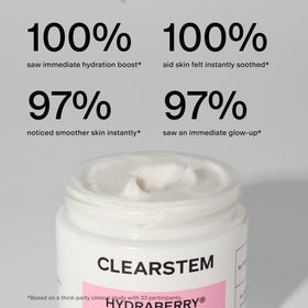 CLEARSTEM product in hand applying to skin demonstrating easy absorption benefit