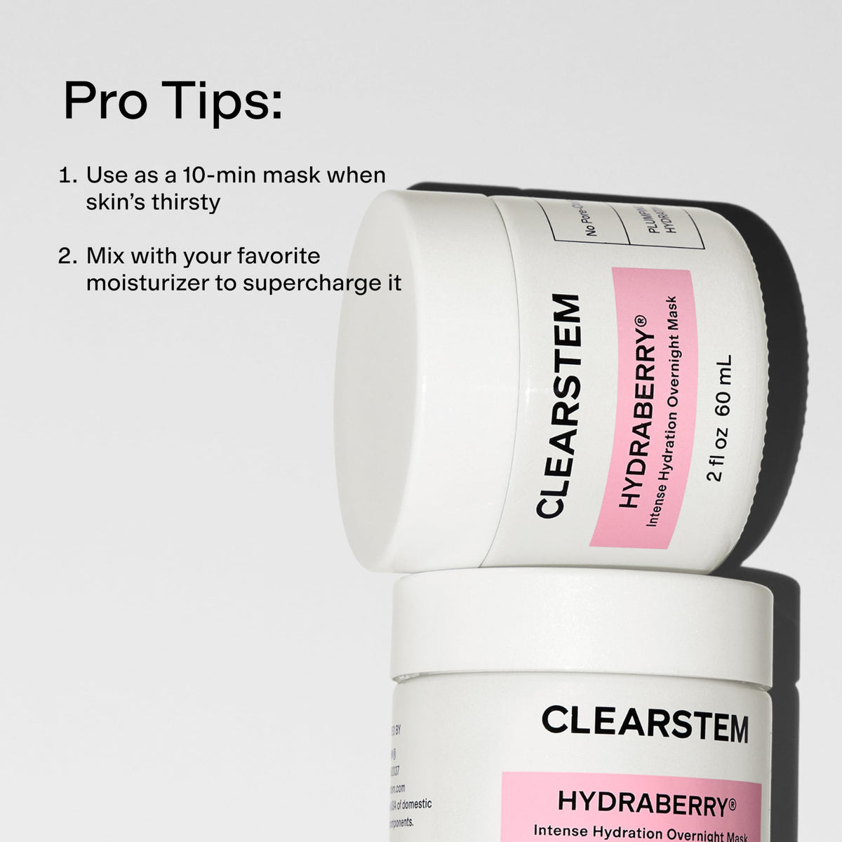 CLEARSTEM label close-up with ingredient list showing transparent formulation benefit