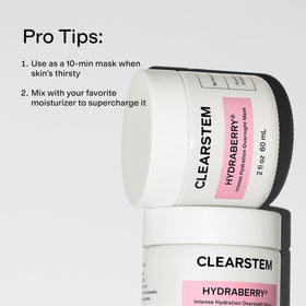 CLEARSTEM label close-up with ingredient list showing transparent formulation benefit