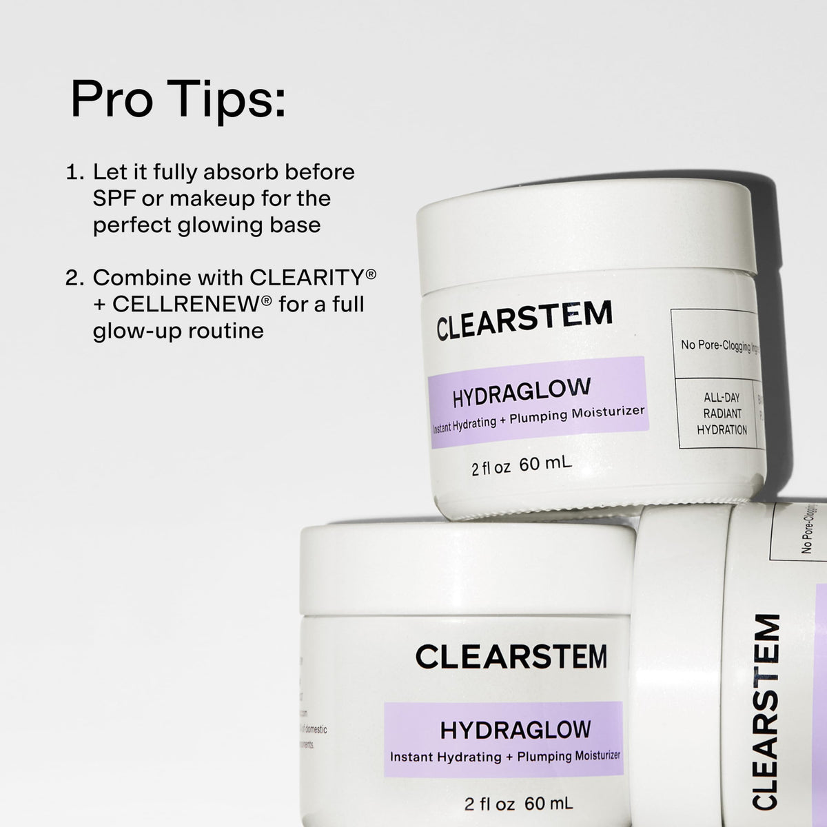 CLEARSTEM application on cheek demonstrating smooth absorbency and glow