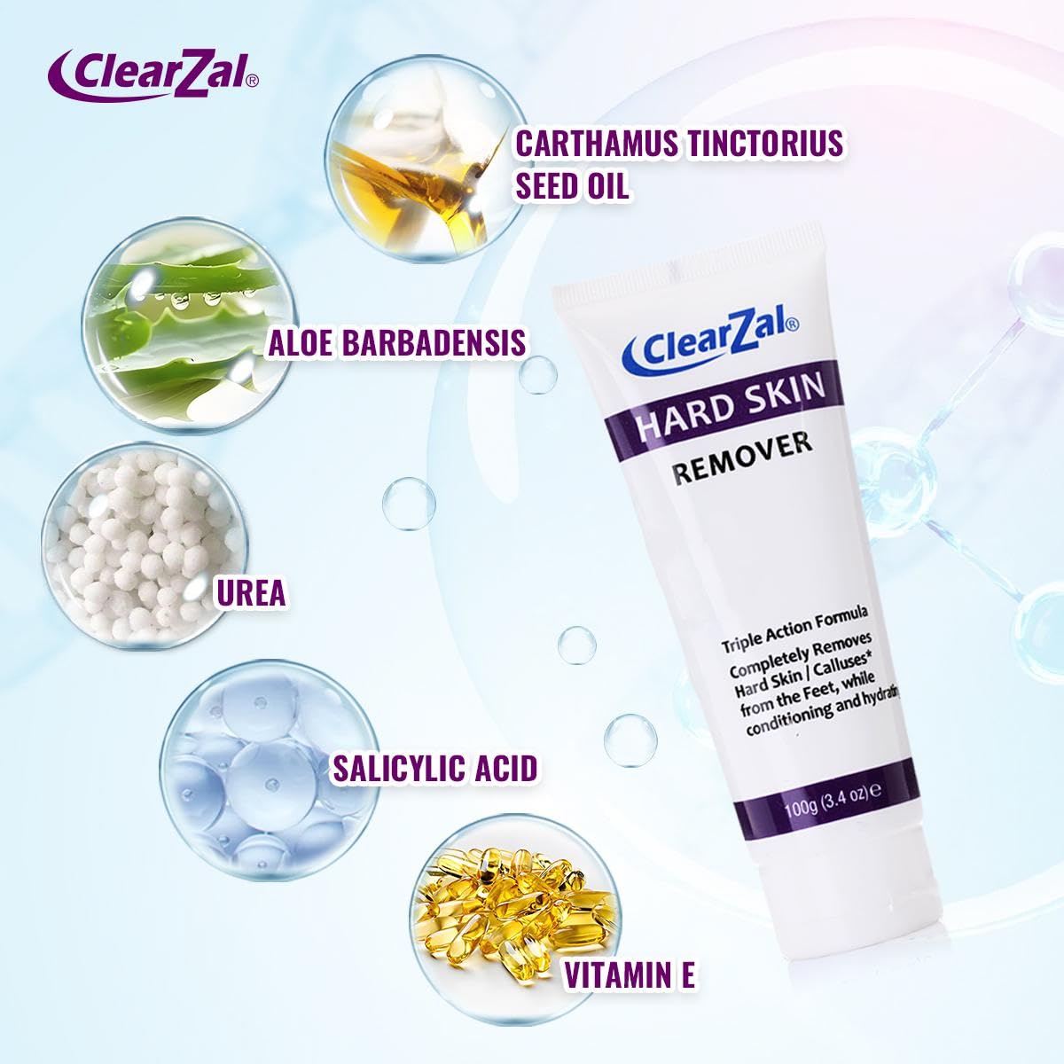 Clearzal cream texture close-up, demonstrates smooth, moisturizing consistency