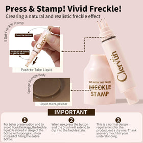 CLERVUN freckle pen held in hand to show compact size and travel convenience