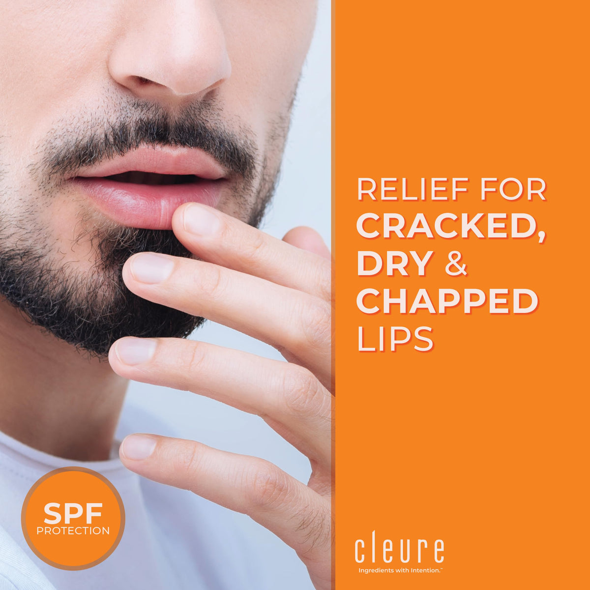 Cleure closed tube label close-up highlighting ingredient claims and clean formula