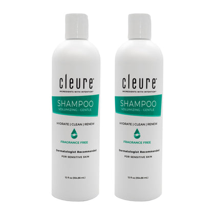 Cleure front label of 12 oz bottle showing hypoallergenic formula and benefits