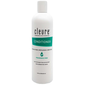 Cleure bottle front packaging showing unscented label and gentle benefits