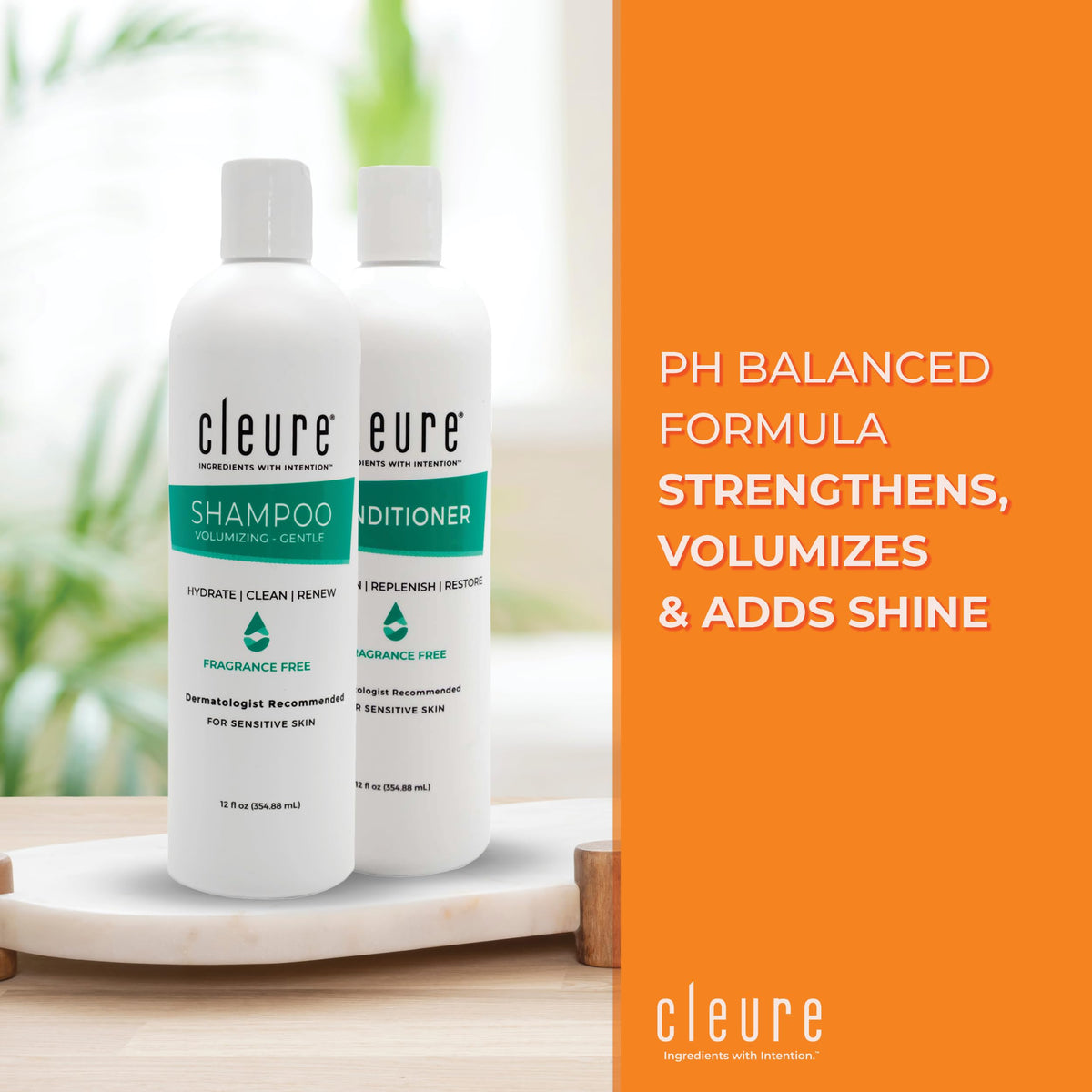 Cleure close-up of shampoo texture on palm demonstrating lightweight feel