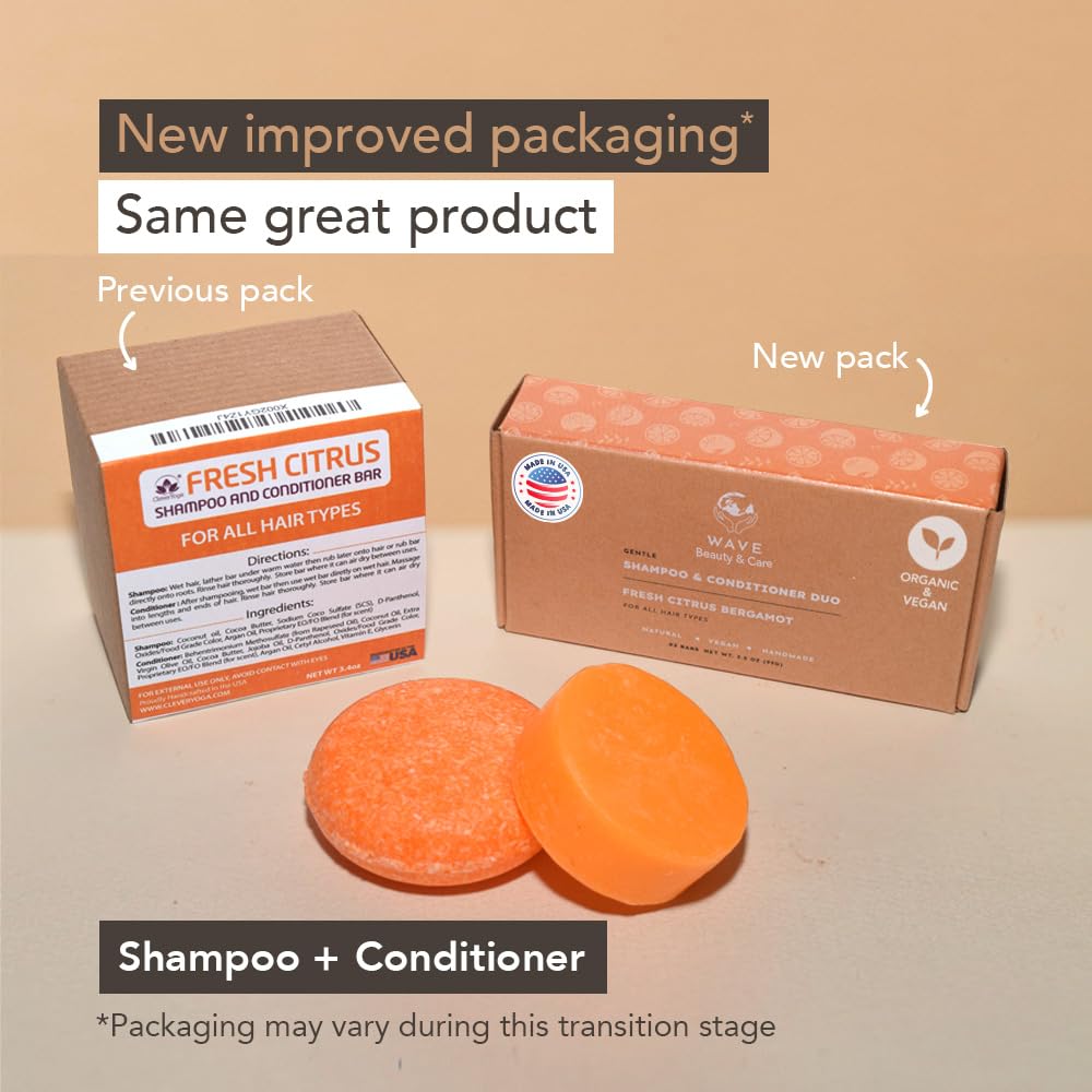 Clever Yoga shampoo and conditioner on wooden dish for tidy storage