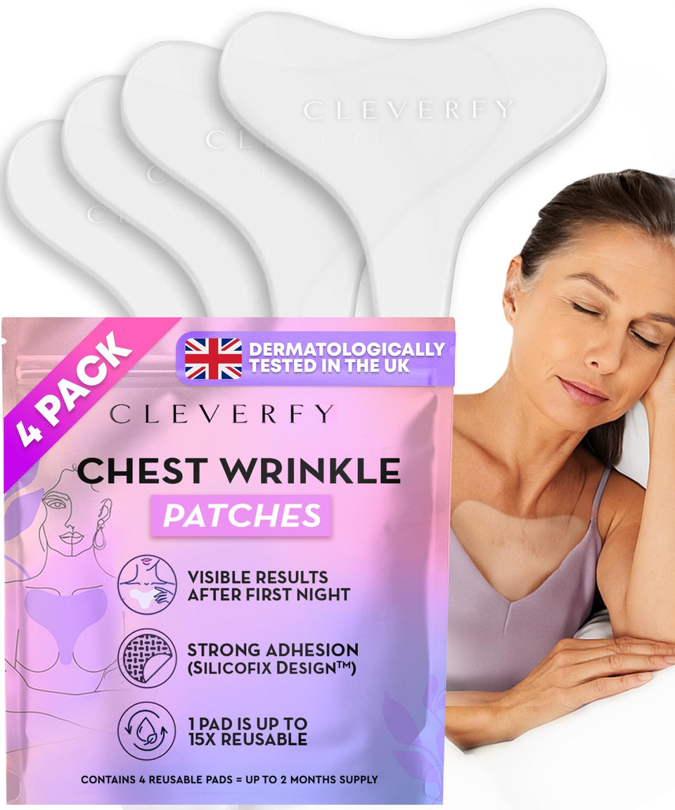 CLEVERFY front packaging showing four reusable chest patches and benefits
