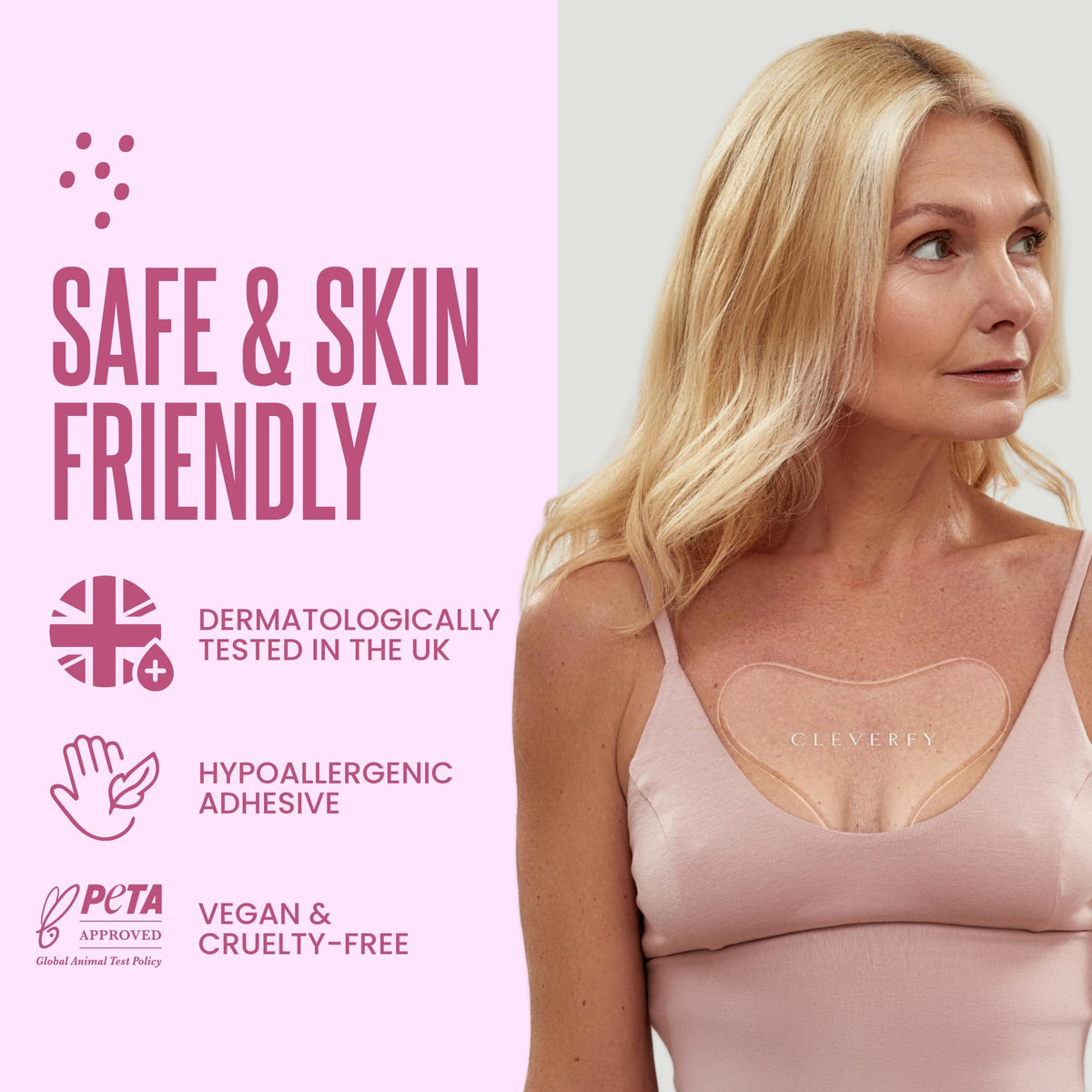 CLEVERFY close-up of T-shape patch edge for contouring comfort