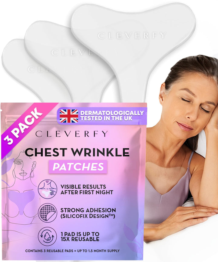 CLEVERFY front packaging showing three reusable chest patches and benefits
