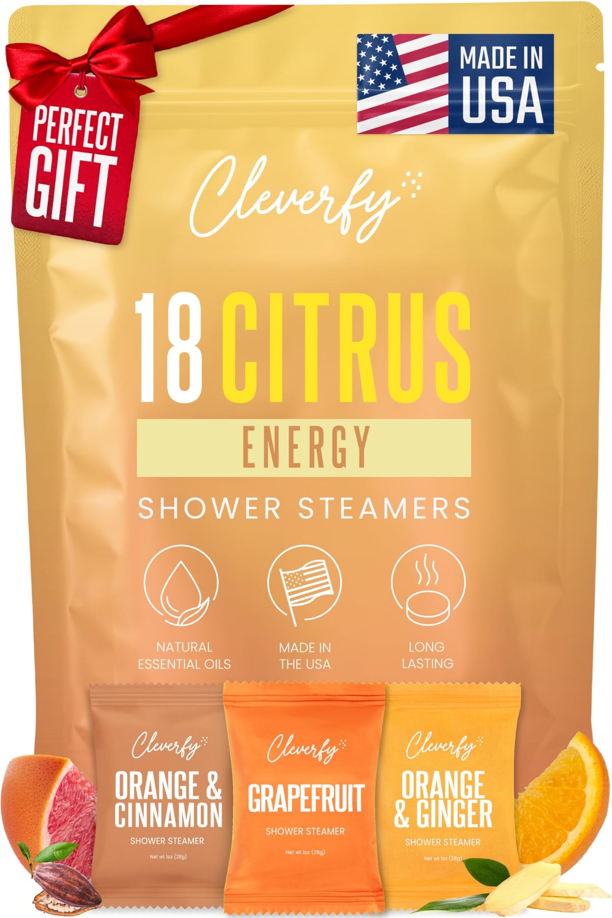 CLEVERFY front packaging showing 18-tablet energy boost citrus set benefits