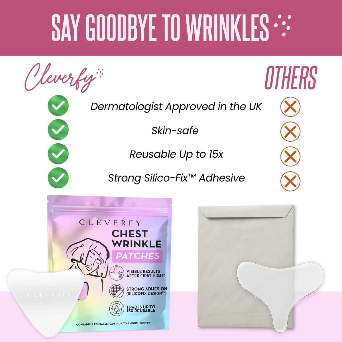 CLEVERFY two-pack laid flat showing included pads and shapes