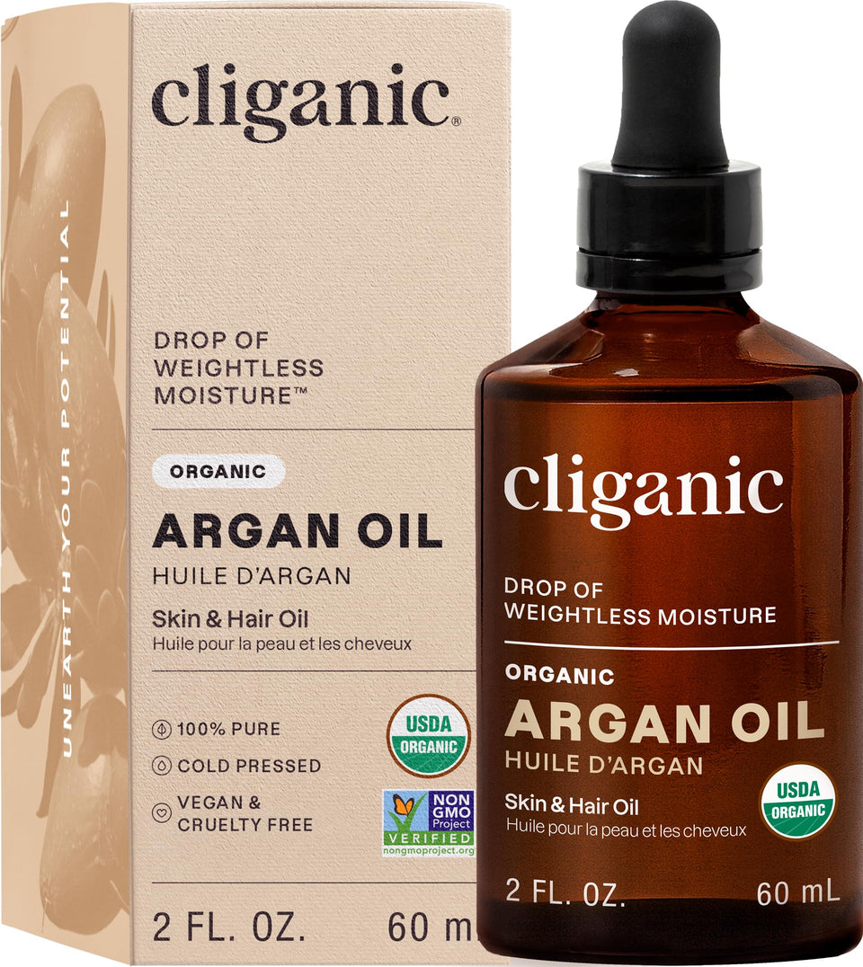 Cliganic bottle front view showing label and organic benefit