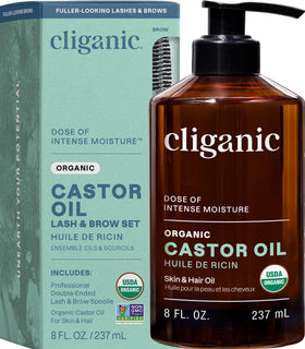 Cliganic bottle front view showing label and organic seal benefit