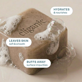 cliganic detailed apricot seed powder texture highlighting exfoliation benefit for smoother skin