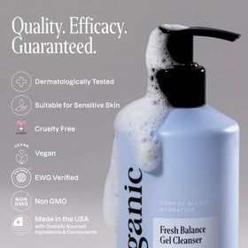 Cliganic pump dispensing cleanser for easy controlled use