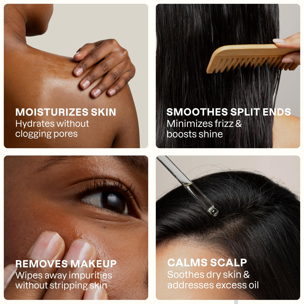 Cliganic jojoba applied to hair ends for shine and frizz control benefit