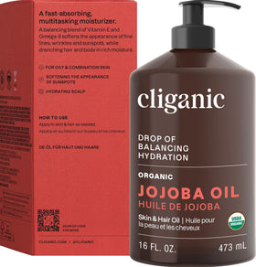 Cliganic jojoba oil in bathroom lifestyle scene showing everyday routine benefit