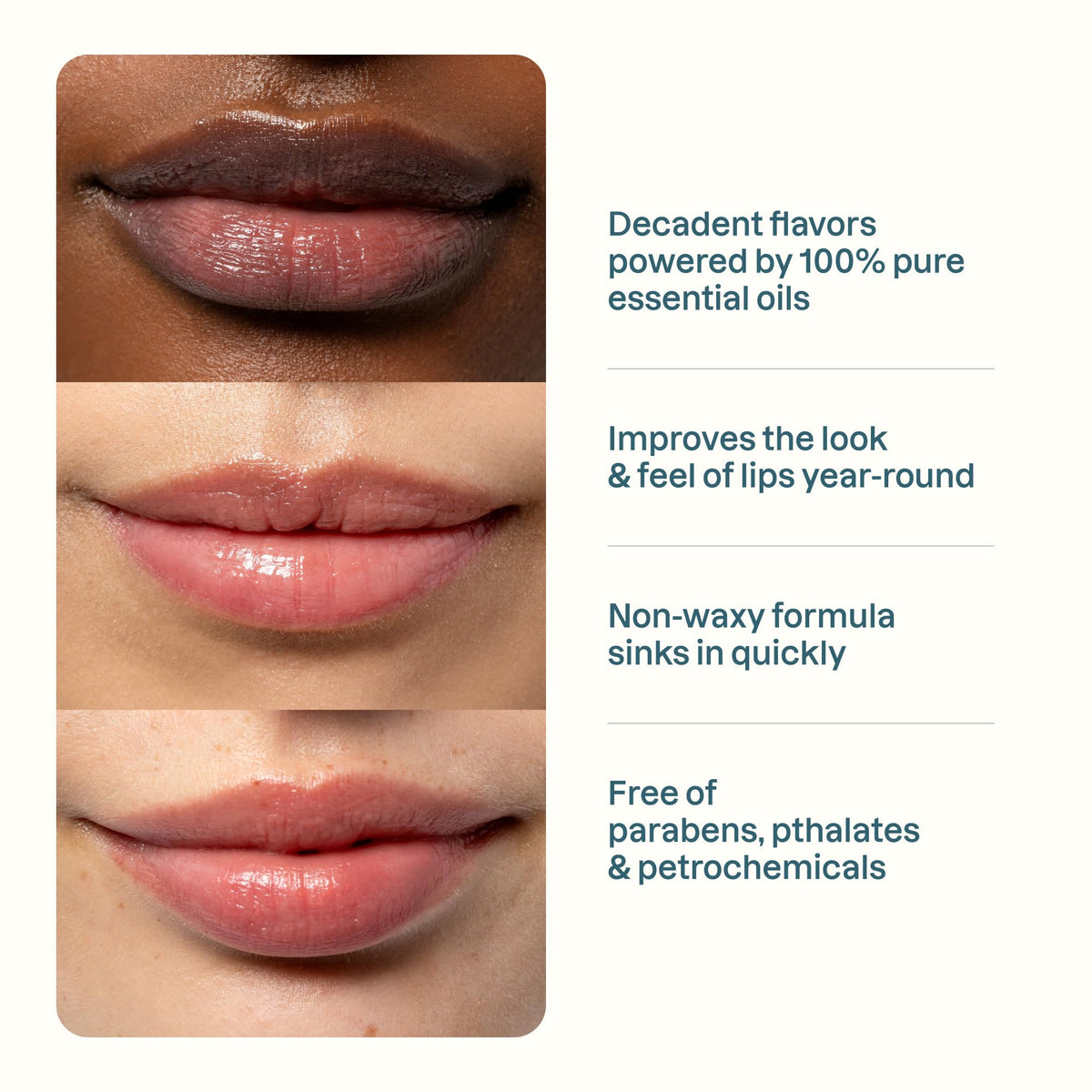 Cliganic lip application demonstrating hydrated, soothed lips benefit