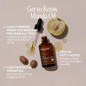 Cliganic marula oil clear golden drop texture demonstrating lightweight absorption