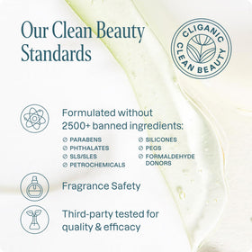 cliganic packaging label close-up listing key ingredients and clean-formula benefit