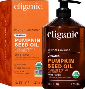Cliganic front bottle view showing organic oil packaging and purity benefit