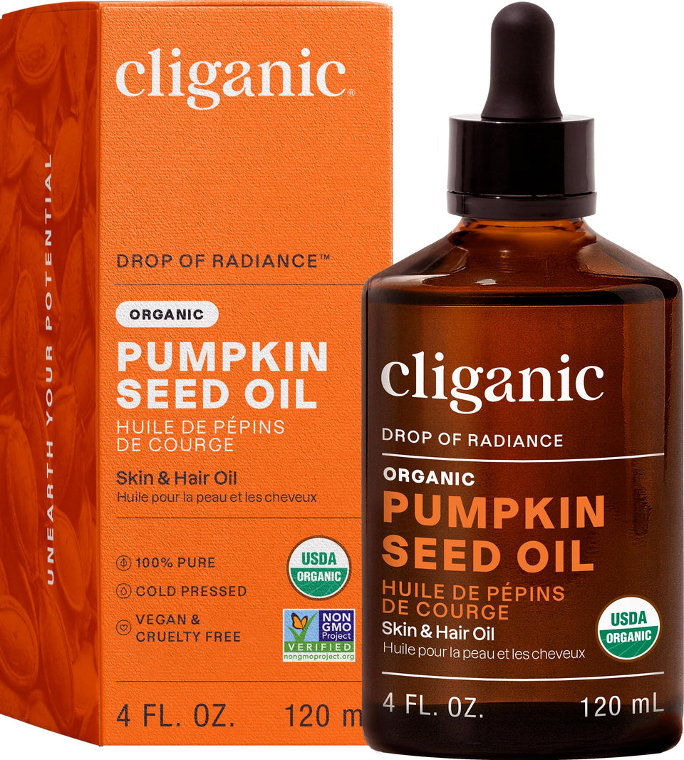 Cliganic bottle front view showing label and organic seal for trustworthy skincare