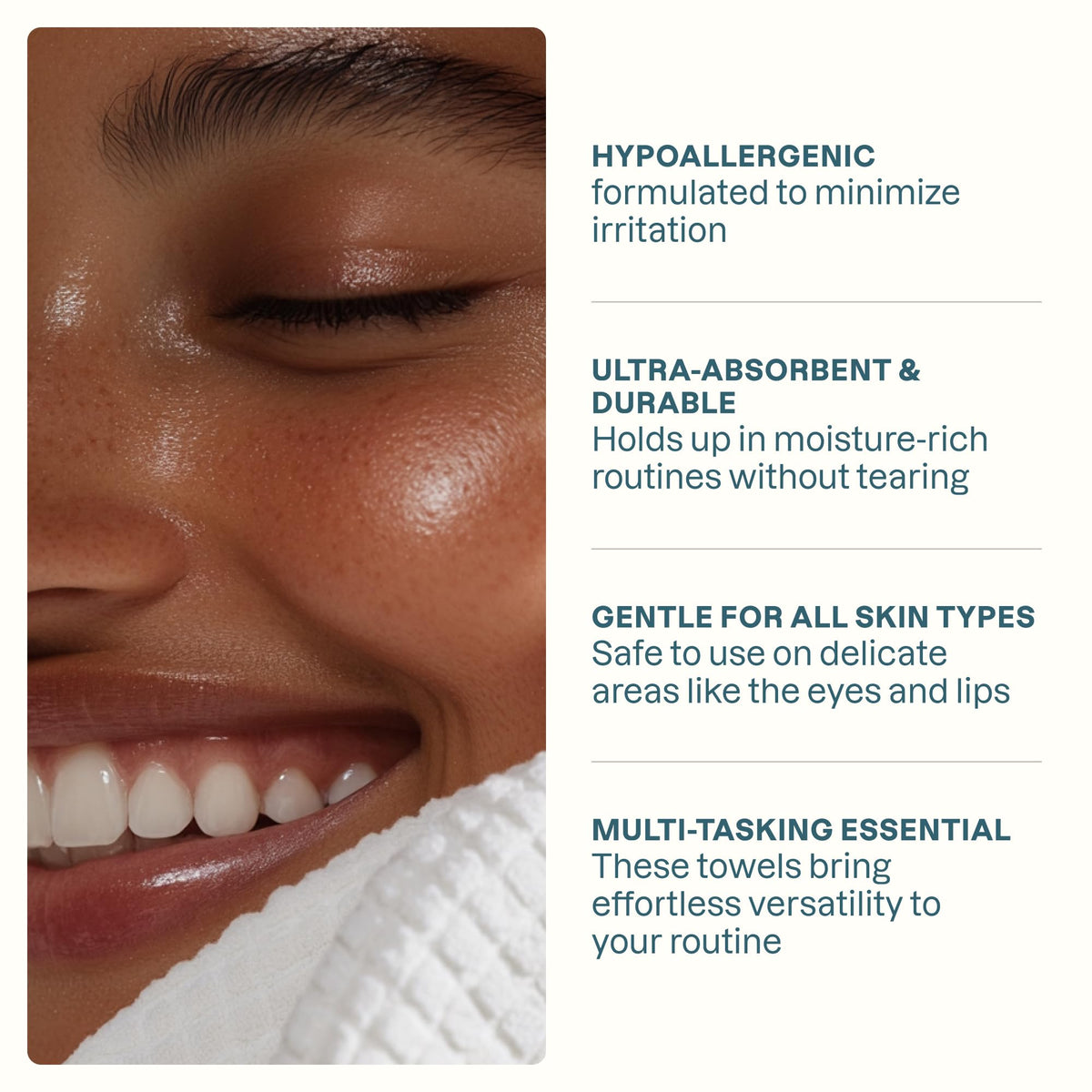 Cliganic towel removing makeup illustrating effective, gentle cleansing