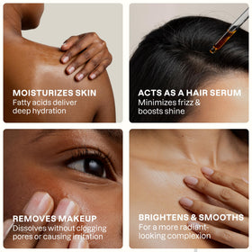 Cliganic oil applied to face to lock in moisture and smooth skin benefit